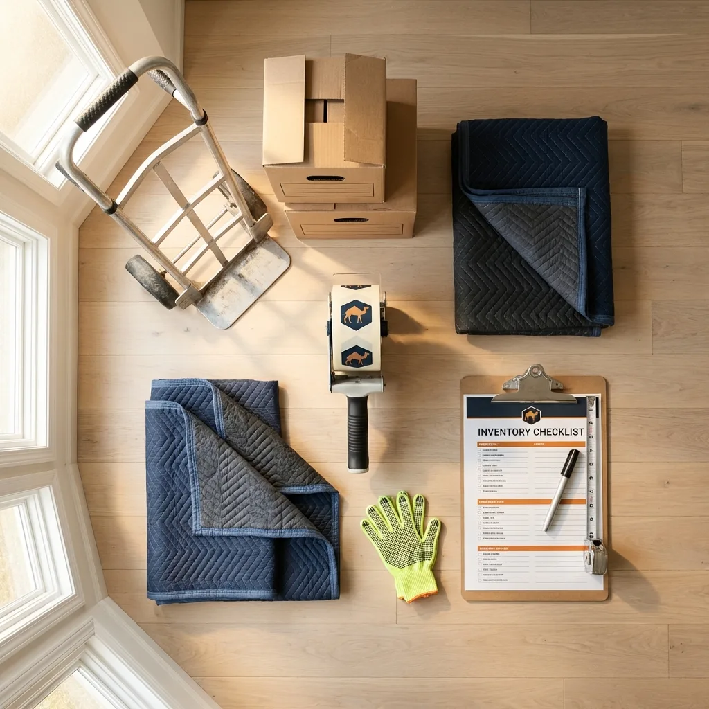 Professional moving supplies and packing materials layout for Wilmington residential relocations